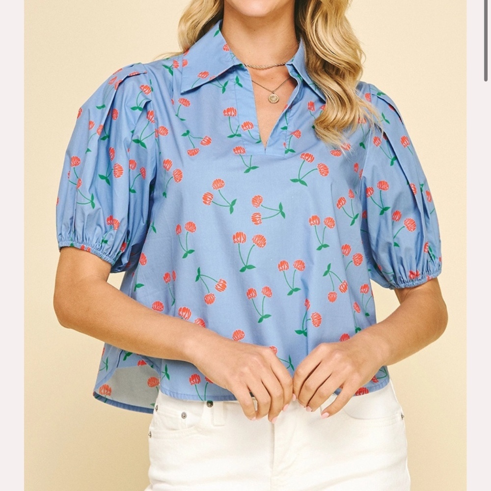 Sweet Cherry Pie Blouse NWT Quirky